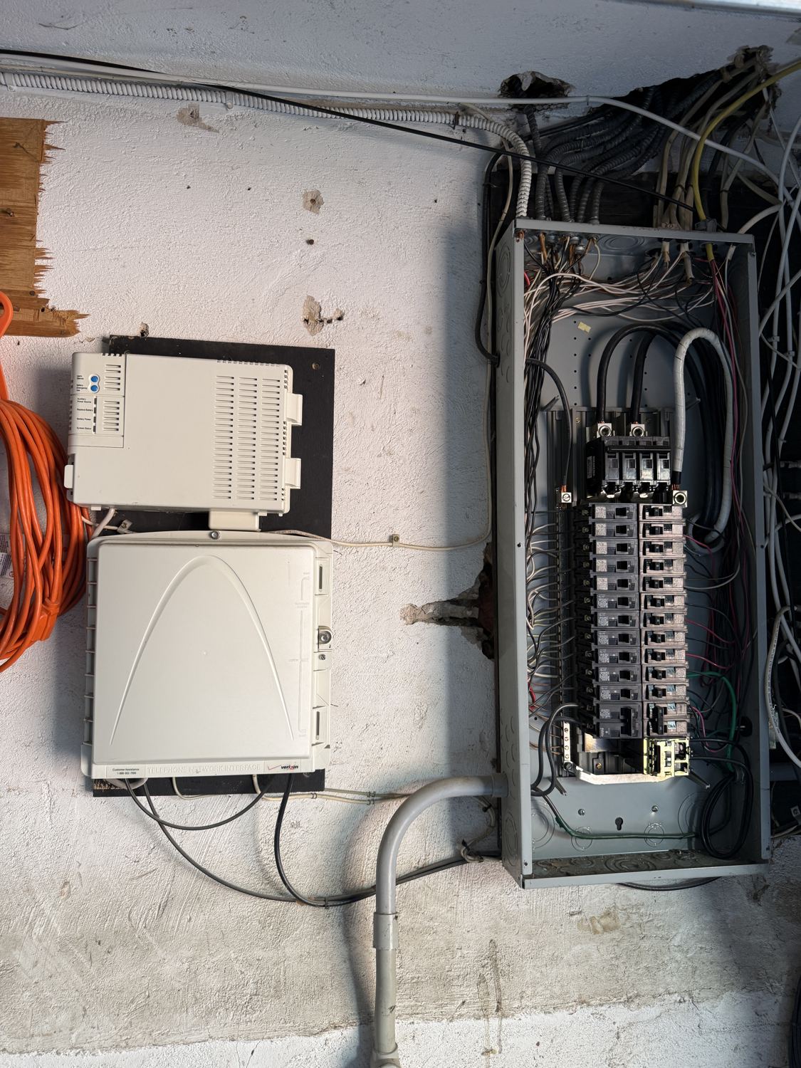 Before: the home's existing electrical panel in Glen Rock, NJ, before the battery-backup transfer switch was added