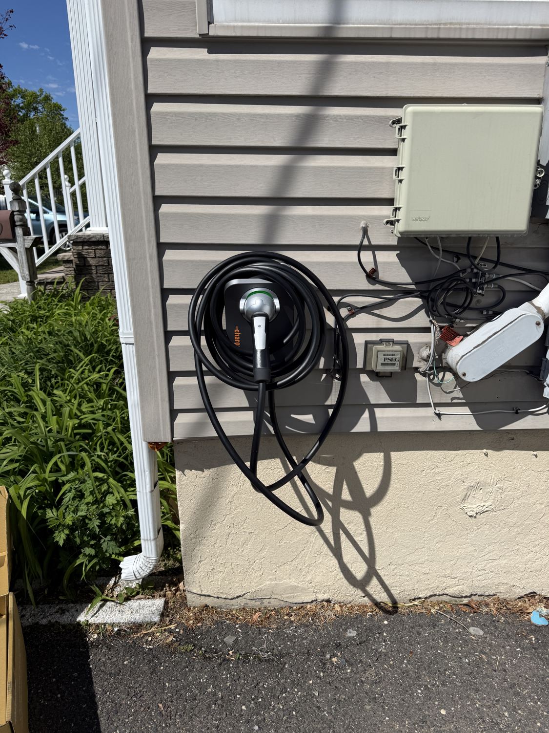A second view of the finished Paramus, NJ EV charger installation