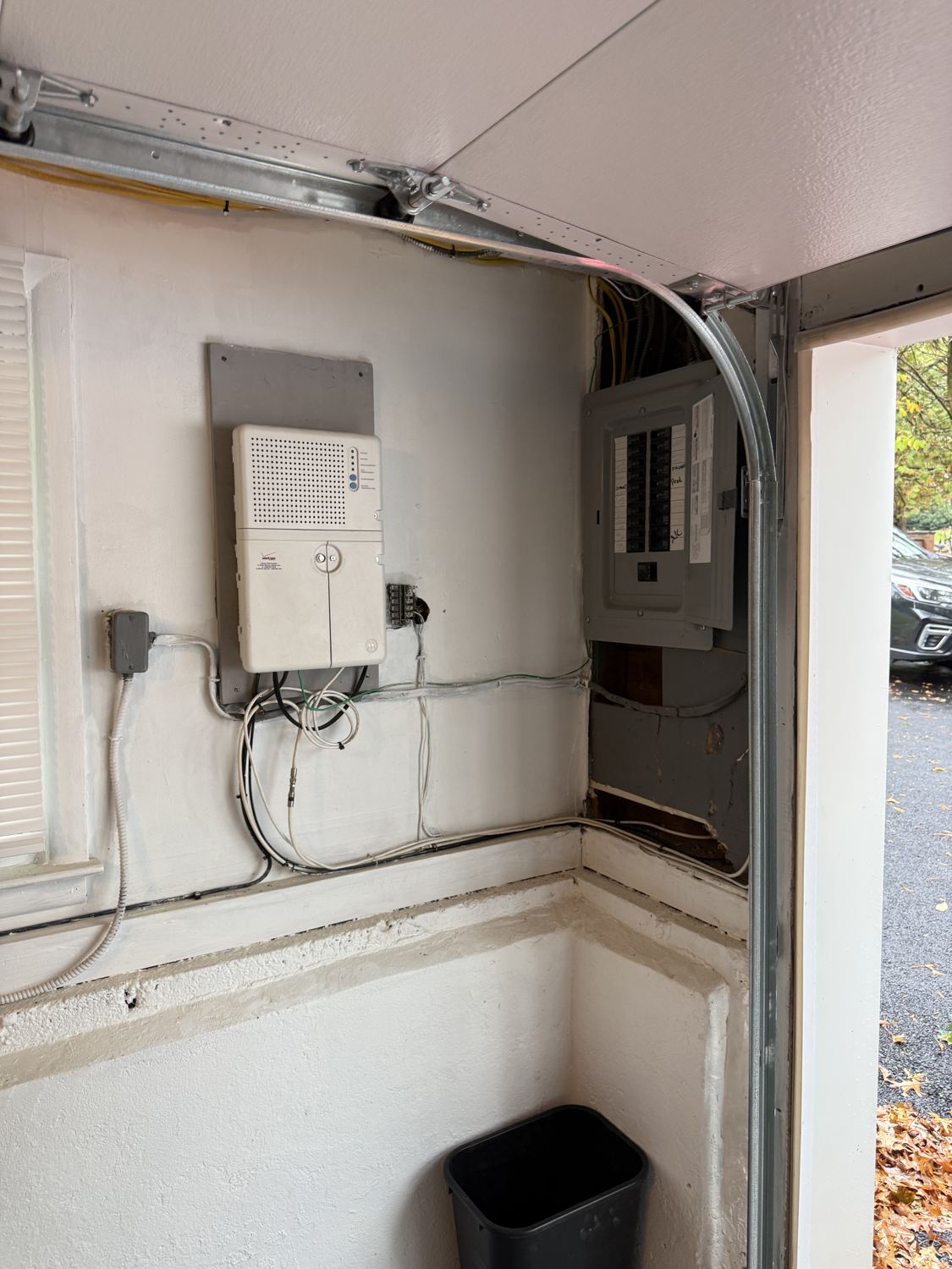 The original cramped interior panel and wiring before the upgrade — Park Ridge, NJ